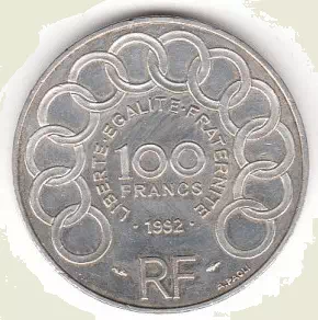 100 francs Jean Monnet 1992 Revers