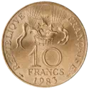 10 francs Conquete de l'espace 1983 Revers