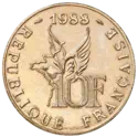10 francs Roland Garros 1988 Revers
