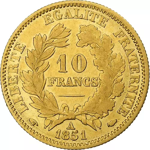 10 francs Cères deuxième république revers