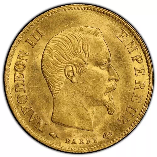 10 francs Napoléon III - Tête sans les lauriers, grande taille avers