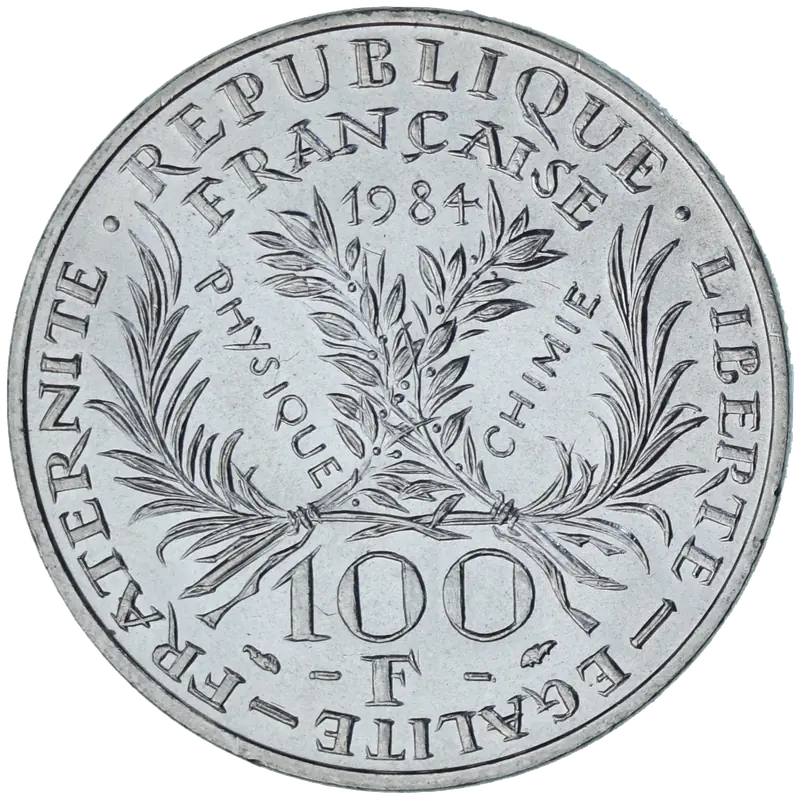 100 francs Marie Curie 1984 revers