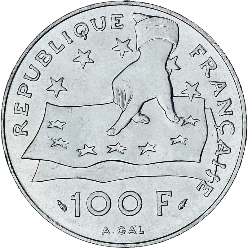 100 francs René Descartes 1991 revers