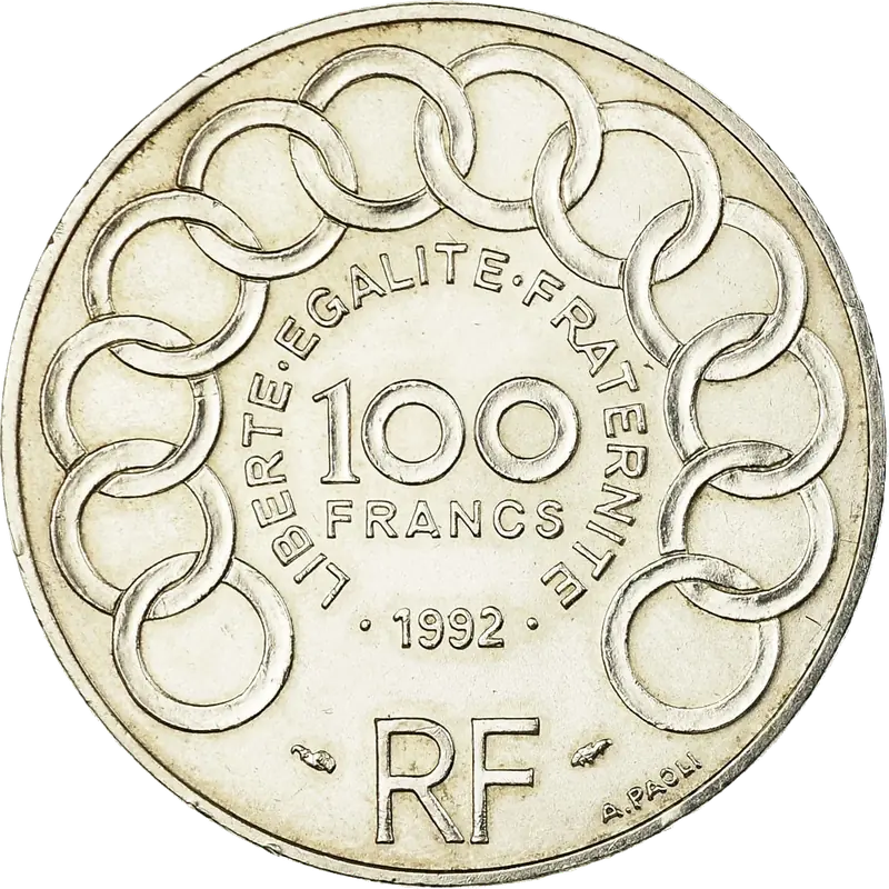 100 francs Jean Monnet 1992 revers