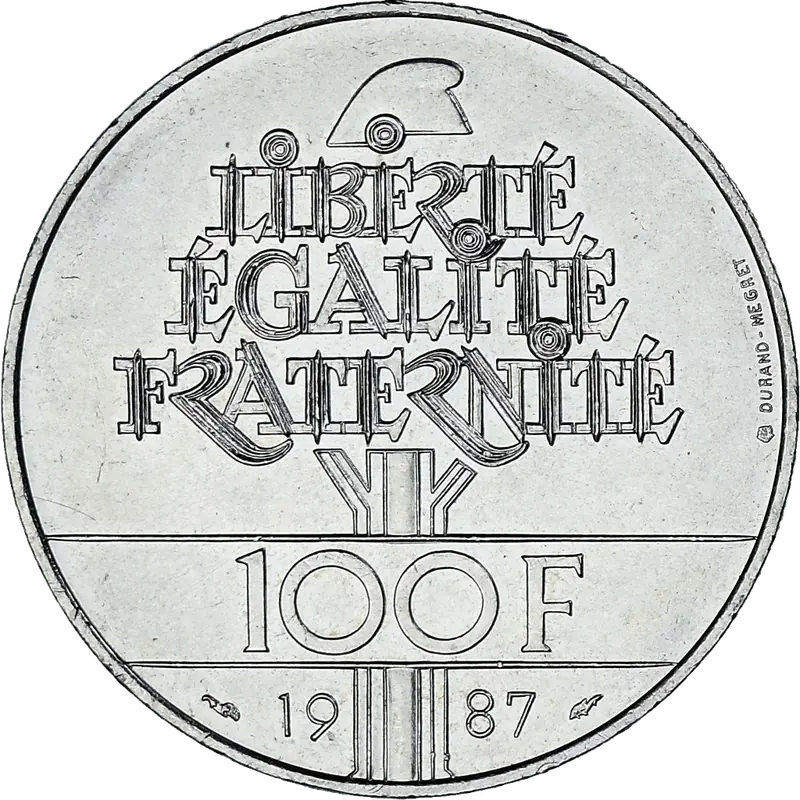 100 francs Général La Fayette 1987 revers