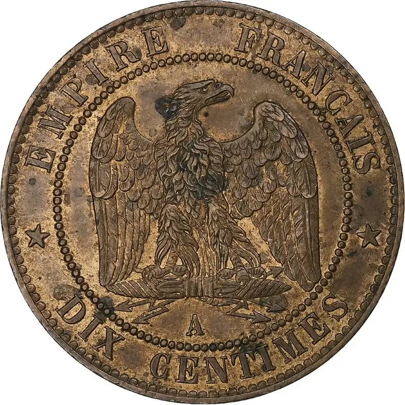 10 centimes Napoléon III - Second Empire - Tête lauree revers