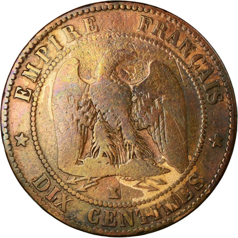 10 centimes Napoléon III - Second Empire - Tête nue revers