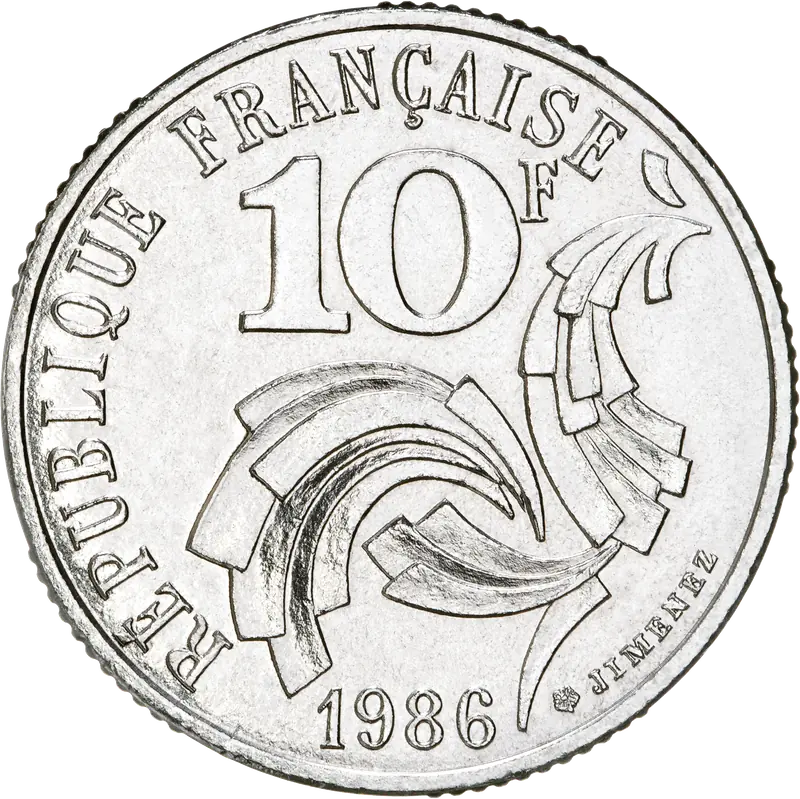 10 francs République de Jimenez 1986 revers
