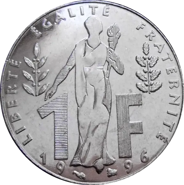 Pièce 1 franc Jacques Rueff 1996 — revers