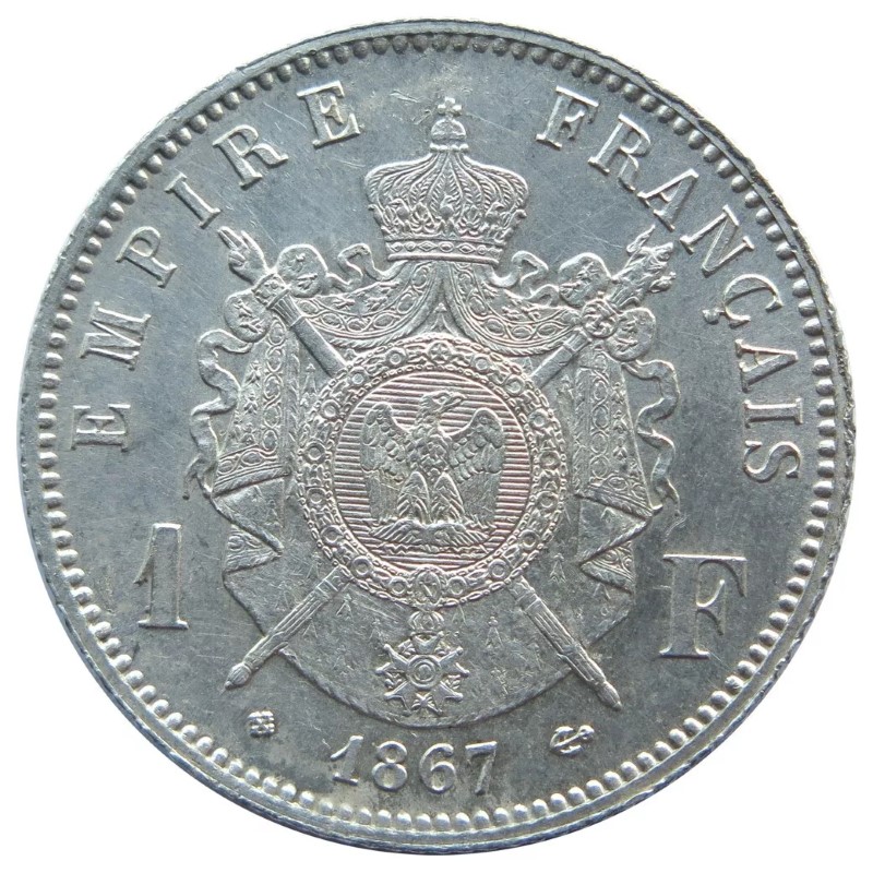 1 franc Napoléon III - Second Empire - Tête lauree revers