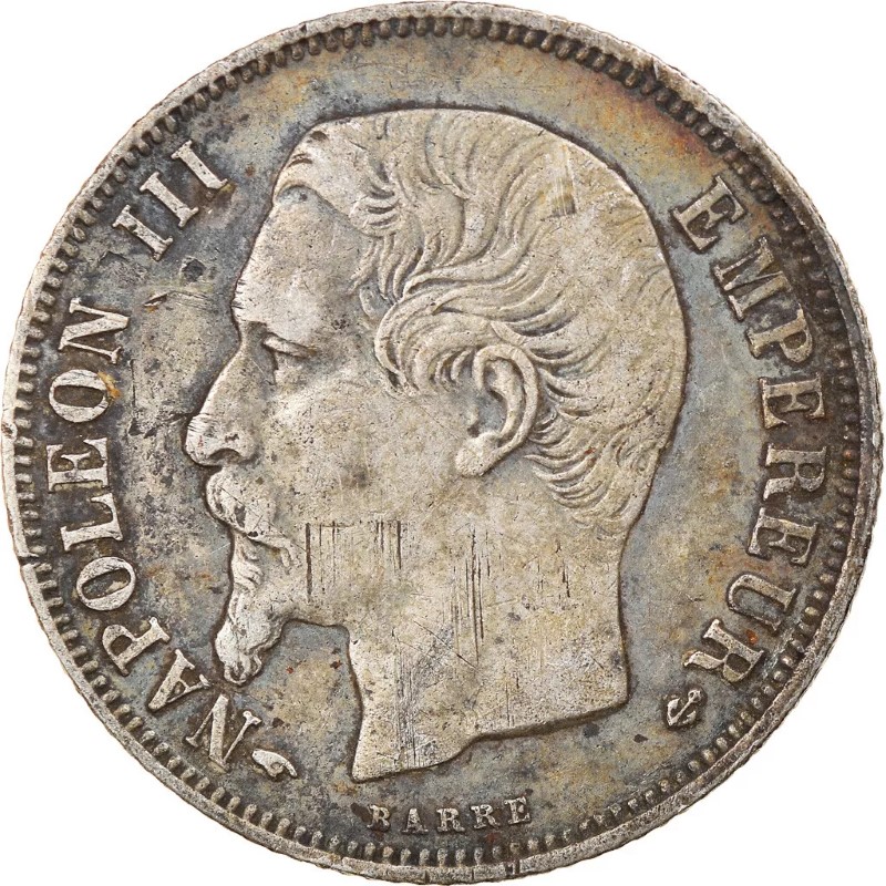 1 franc Napoléon III - Second Empire - Tête nue avers