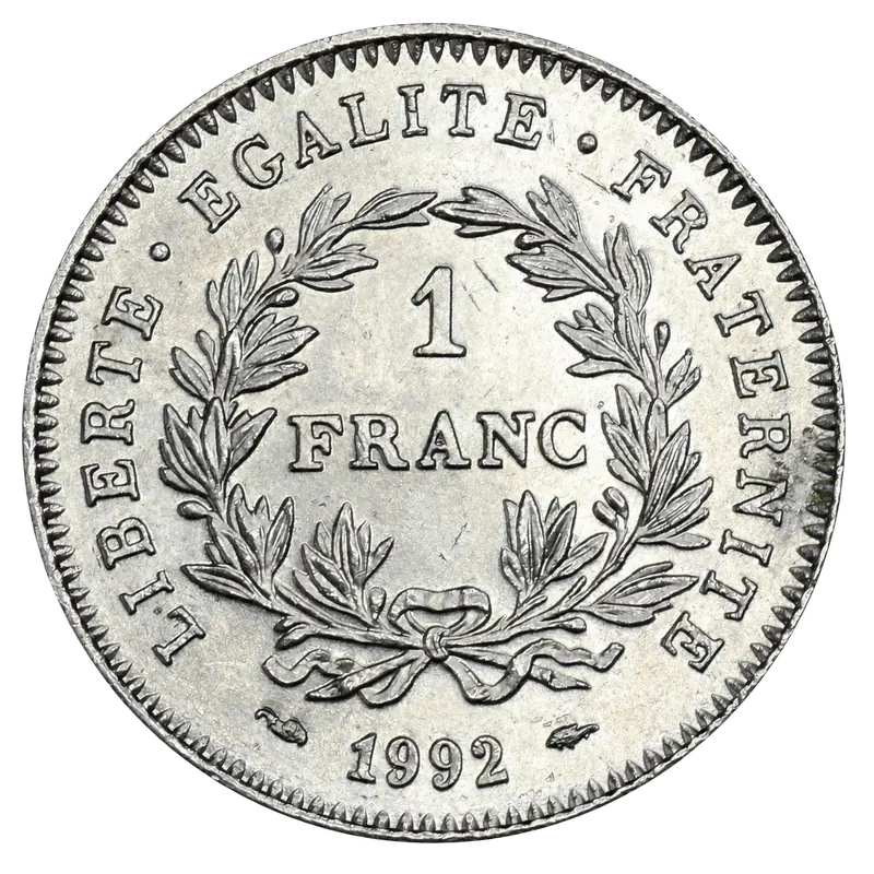 1 franc République 1992 revers
