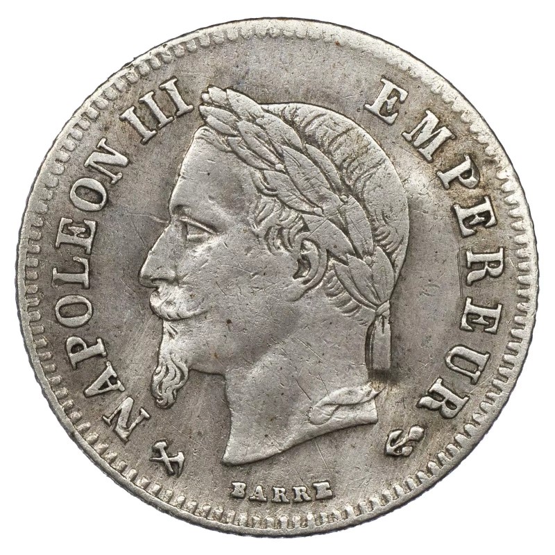 20 centimes Napoléon III - Second Empire - Tête lauree - Petit module avers