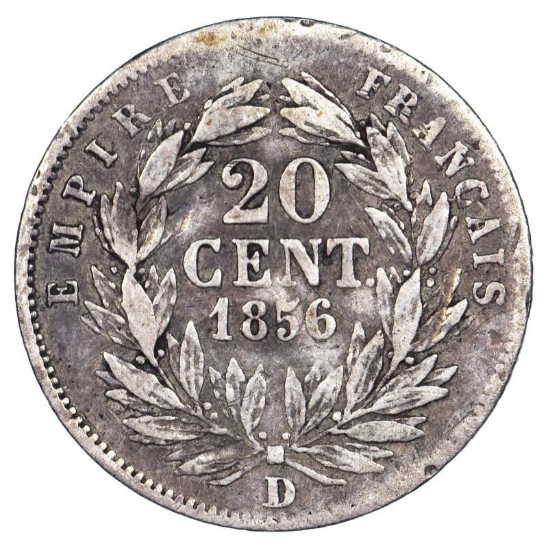 20 centimes Napoléon III - Second Empire - Tête nue revers