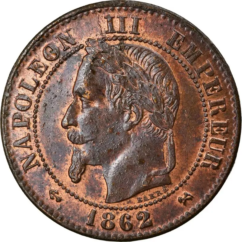 2 centimes Napoléon III - Second Empire - Tête lauree avers