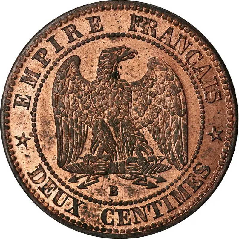 2 centimes Napoléon III - Second Empire - Tête nue revers