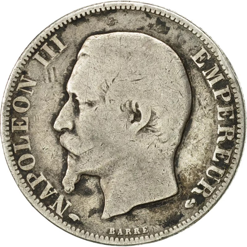 2 francs Napoléon III - Second Empire - Tête nue avers