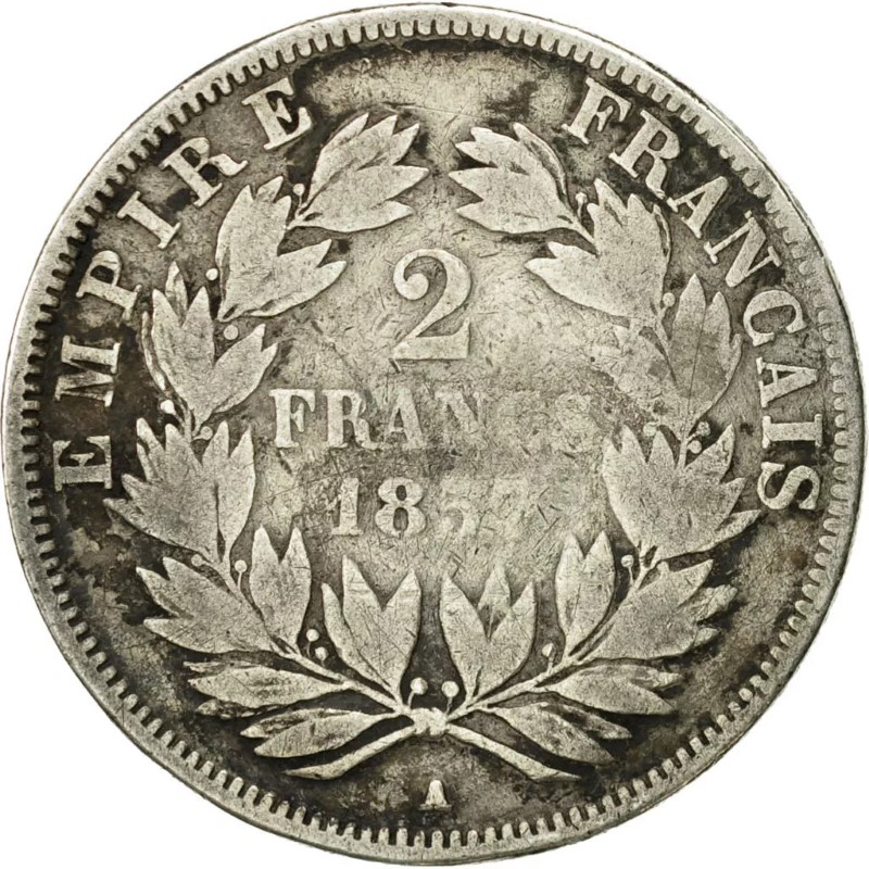 2 francs Napoléon III - Second Empire - Tête nue revers