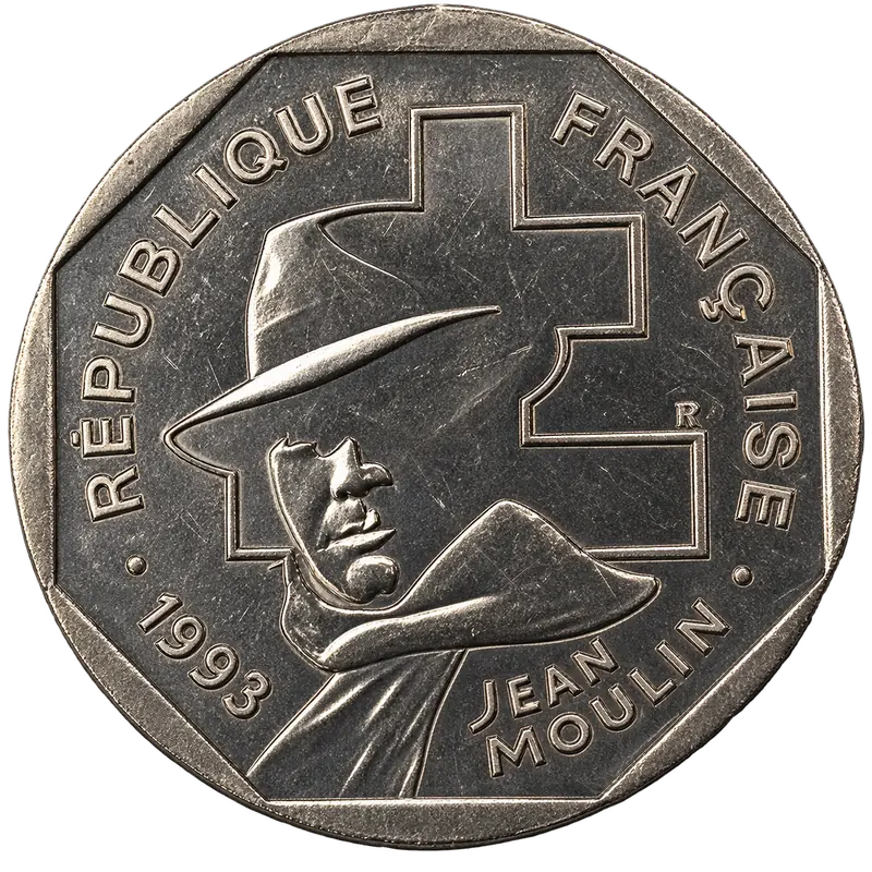 2 francs Jean Moulin 1993 avers
