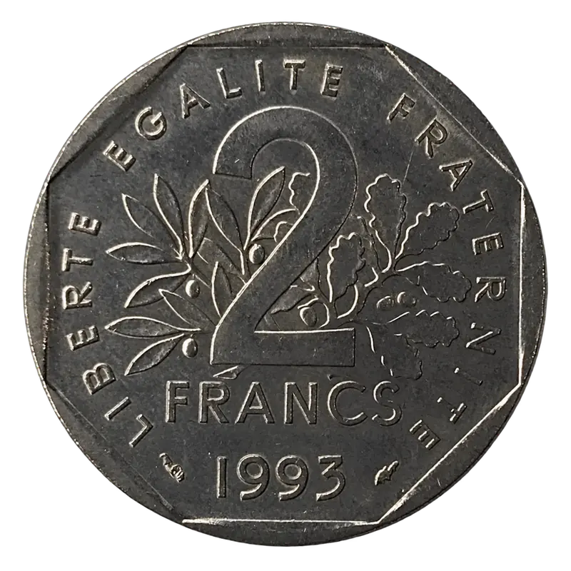 2 francs Jean Moulin 1993 revers