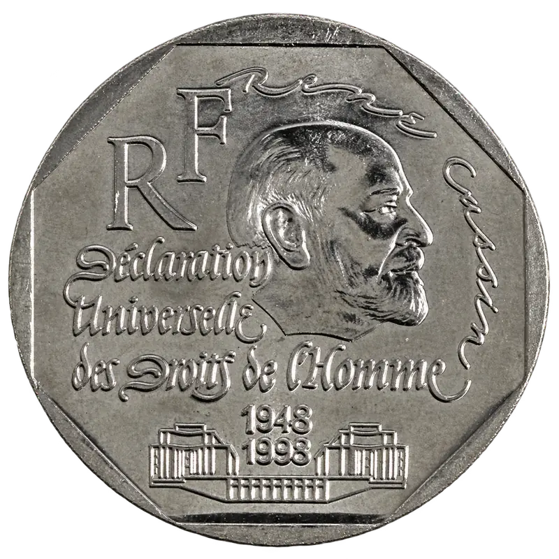 2 francs René Cassin 1998 avers