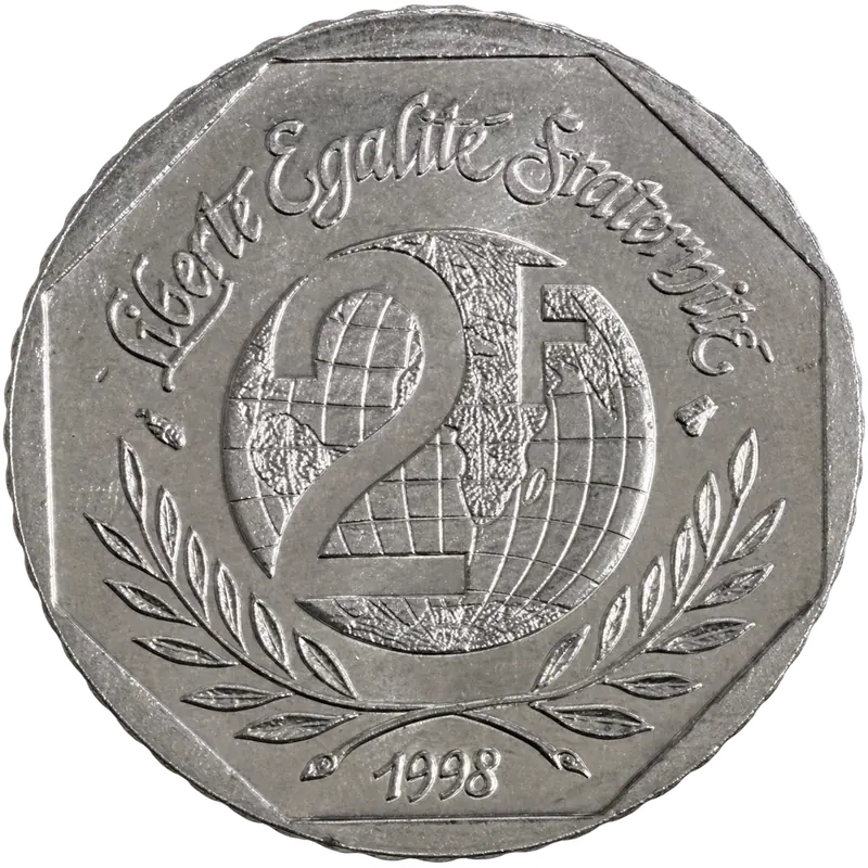 2 francs René Cassin 1998 revers
