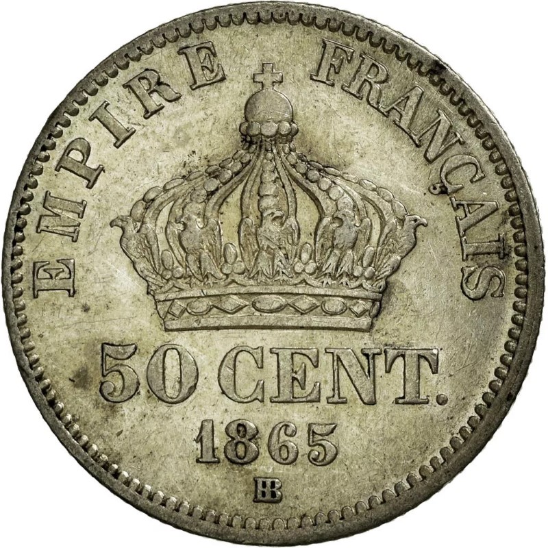 50 centimes Napoléon III - Second Empire - Tête lauree revers