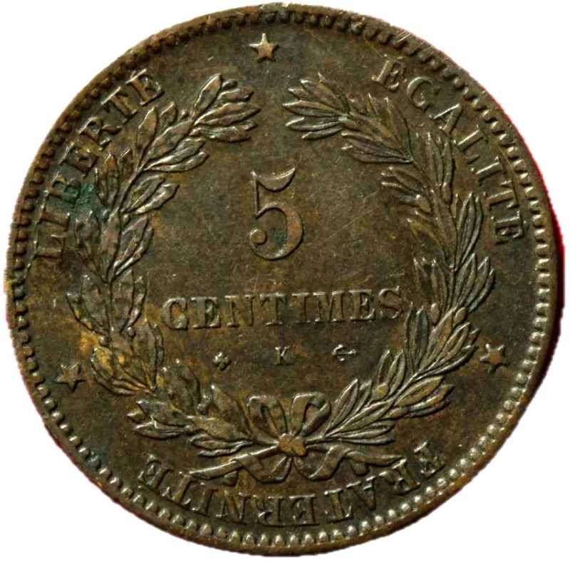 5 centimes Cérès revers