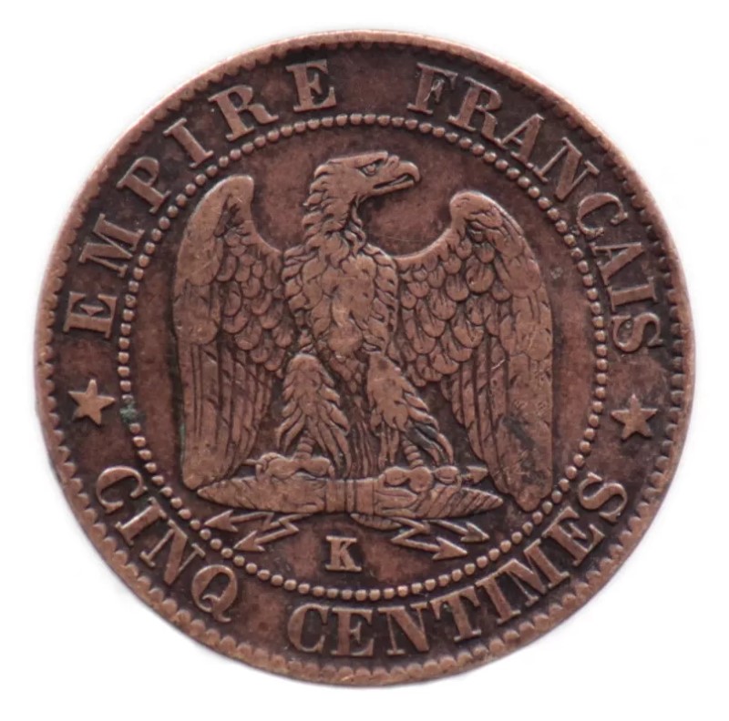 5 centimes Napoléon III - Second Empire - Tête lauree revers