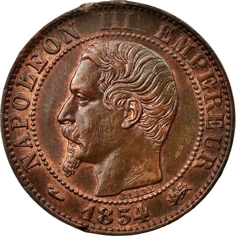 5 centimes Napoléon III - Second Empire - Tête nue avers