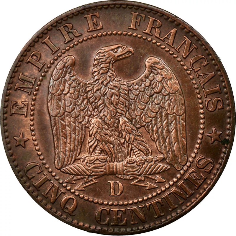 5 centimes Napoléon III - Second Empire - Tête nue revers