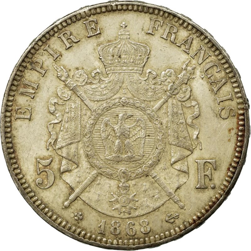 5 francs Napoléon III - Second Empire - Tête lauree revers