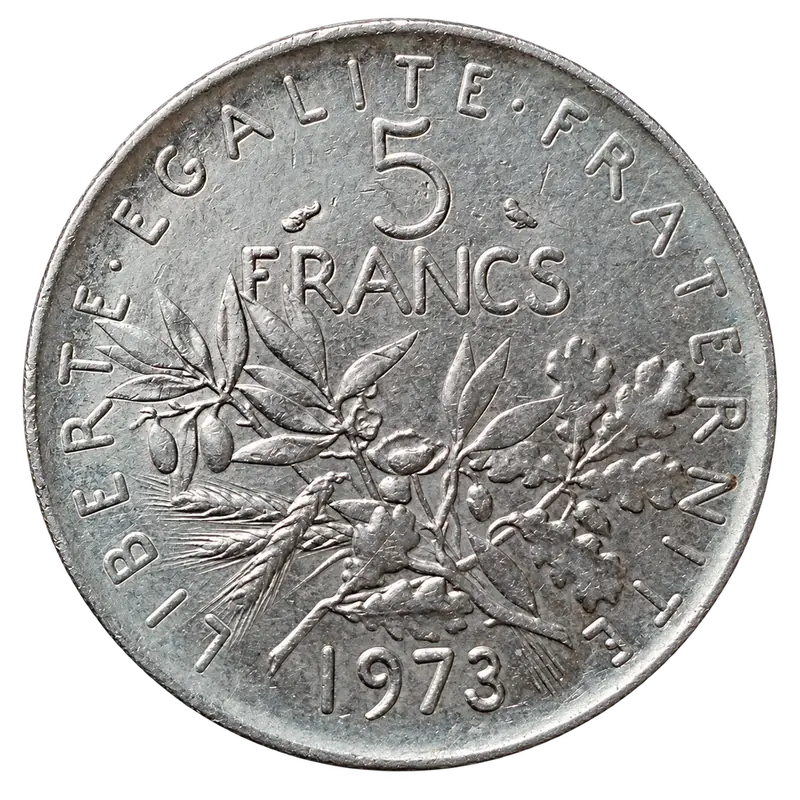 5 francs Semeuse Liberté Égalité Fraternité, revers