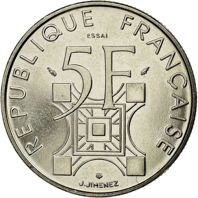 5 francs Tour Eiffel 1989 revers