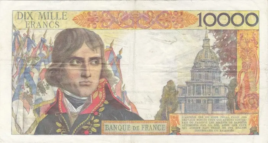 Billet de 10000 francs Bonaparte verso