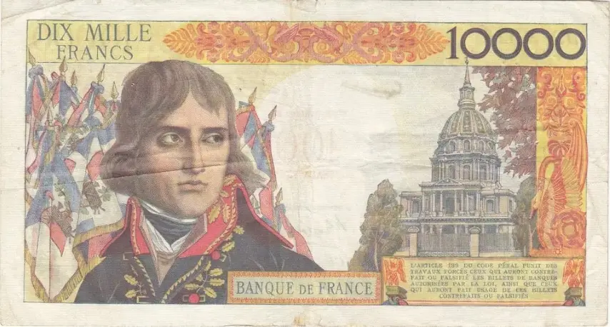 Billet de 10000 francs Bonaparte surchargé - 100 NF verso