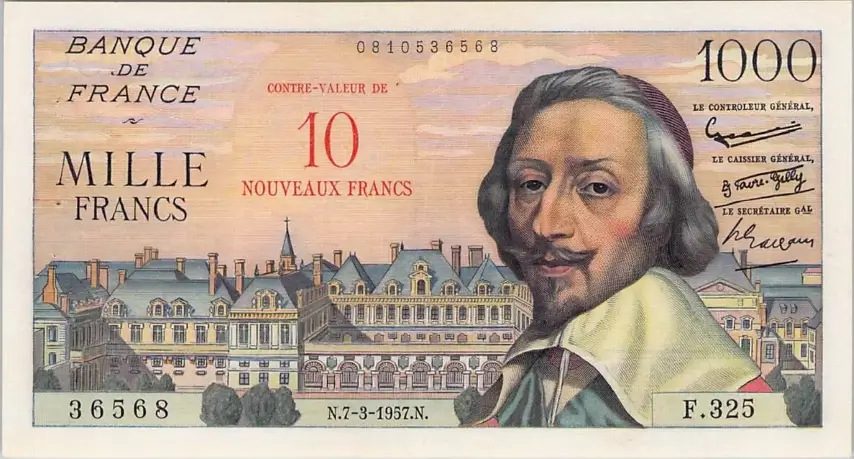 Billet de 1000 francs Richelieu surchargé recto