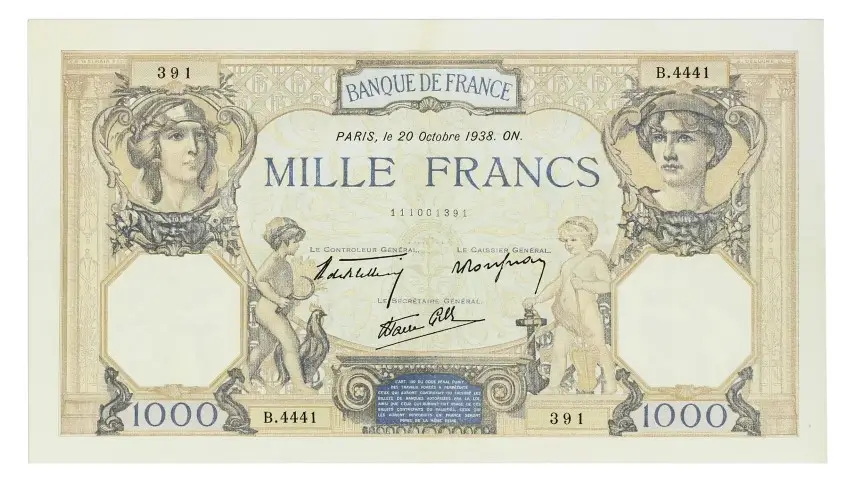 Billet de 1000 francs Cérès Mercure recto