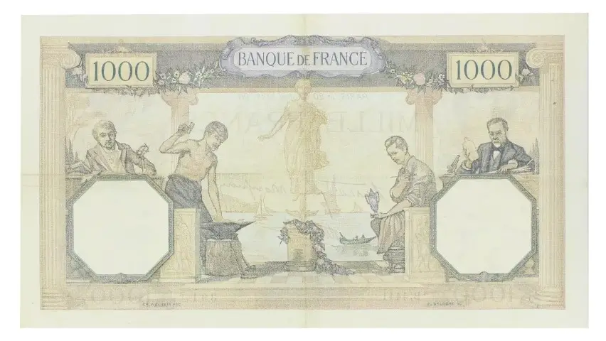 Billet de 1000 francs Cérès Mercure verso