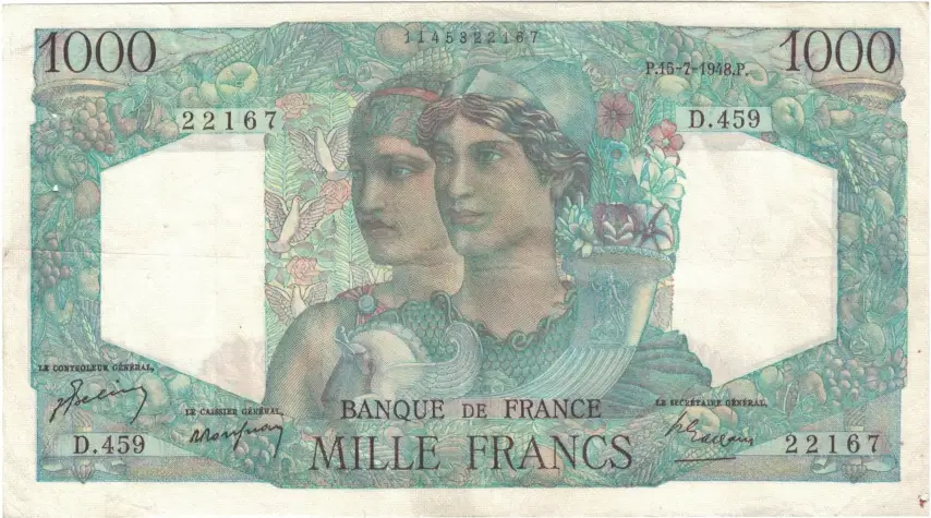 Billet de 1000 francs Clément Serveau recto