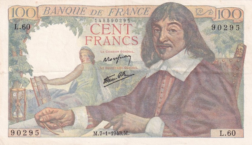 Billet de 100 francs Descartes recto