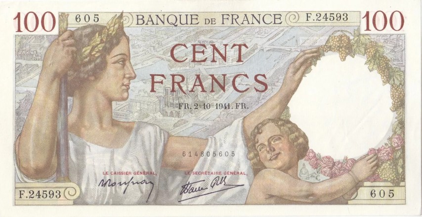 Billet de 100 francs Sully recto