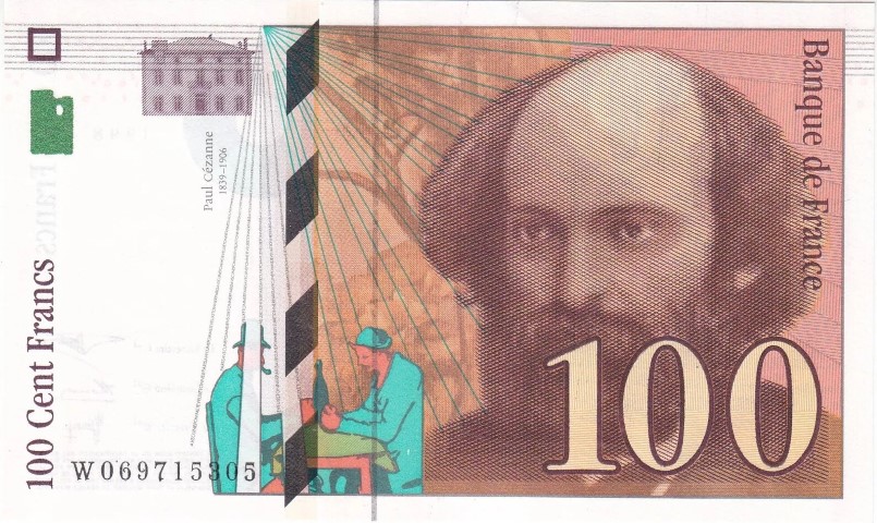 Billet de 100 francs Cézanne (1997–1999), recto