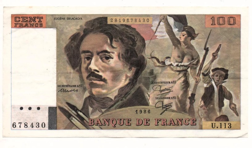 Billet de 100 francs delacroix recto