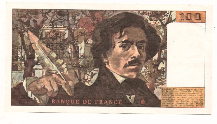 Billet de 100 francs delacroix verso