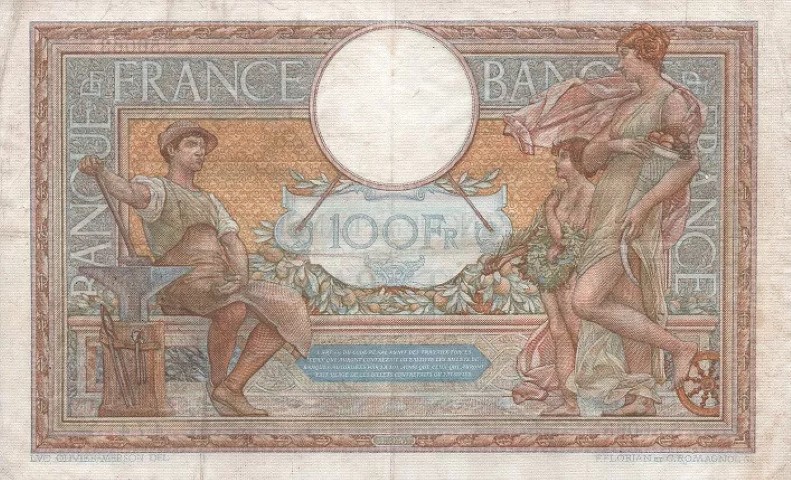 Billet de 100 francs luc-olivier merson verso