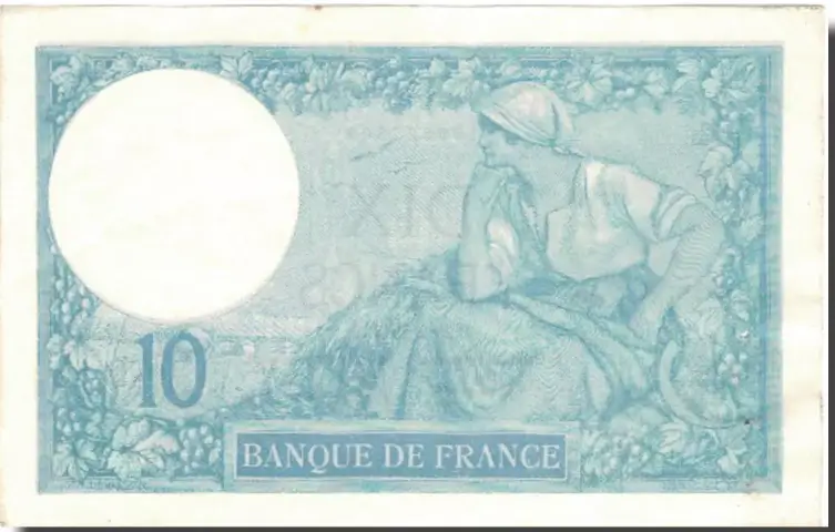 Billet de 10 francs Minerve verso