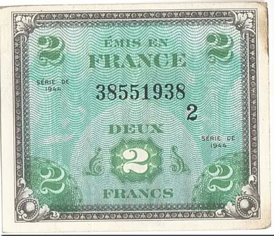 Billet de 2 francs Emis en France recto