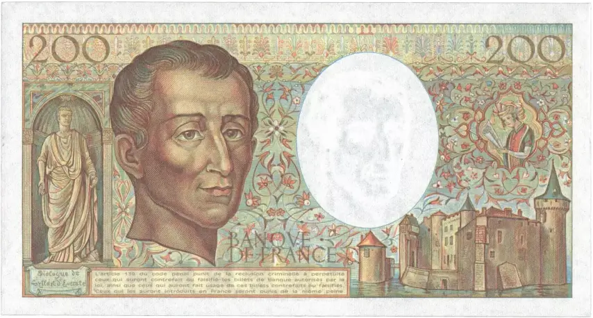 Billet de 200 francs Montesquieu verso