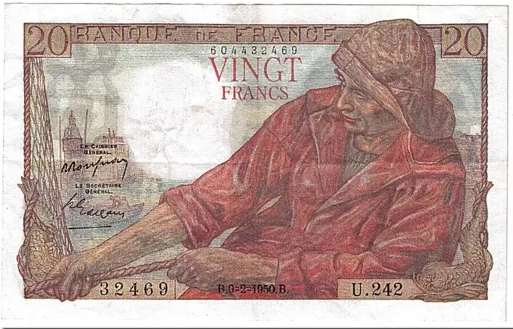 Billet de 20 francs pecheur recto